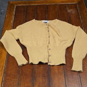 Free People Beach Chic Mustard Button-Up Cardigan